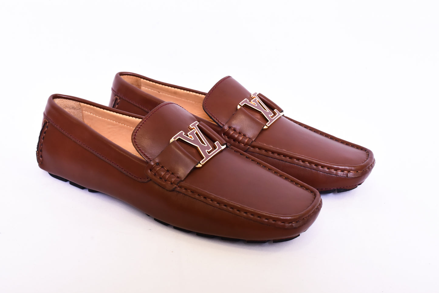 Louis.Vuitton Brown Logo Normal Loafers