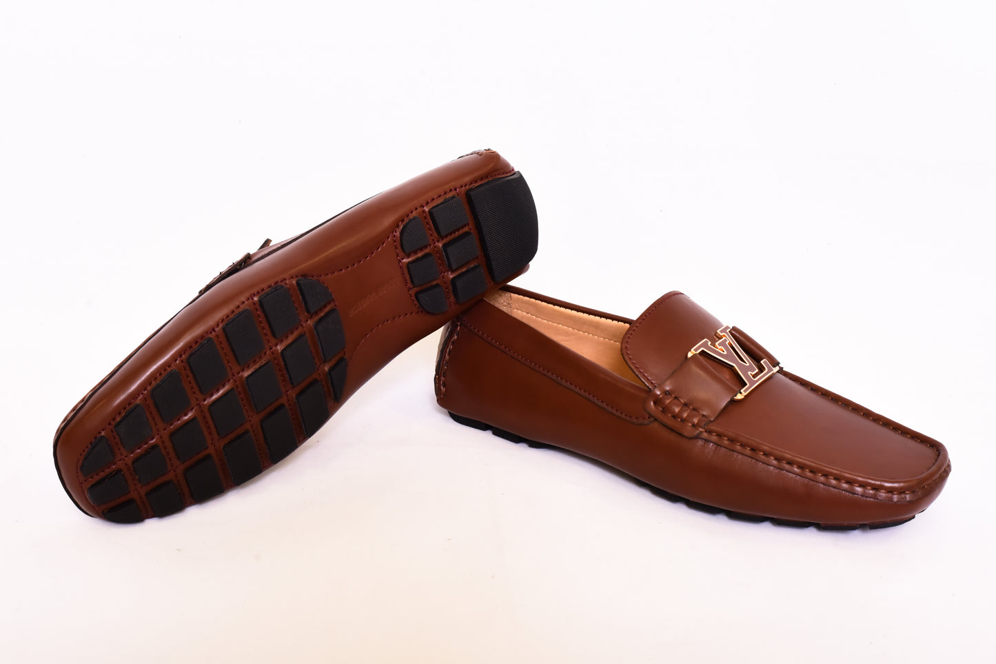 Louis.Vuitton Brown Logo Normal Loafers