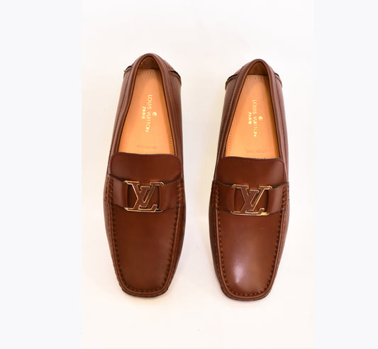 Louis.Vuitton Brown Logo Normal Loafers