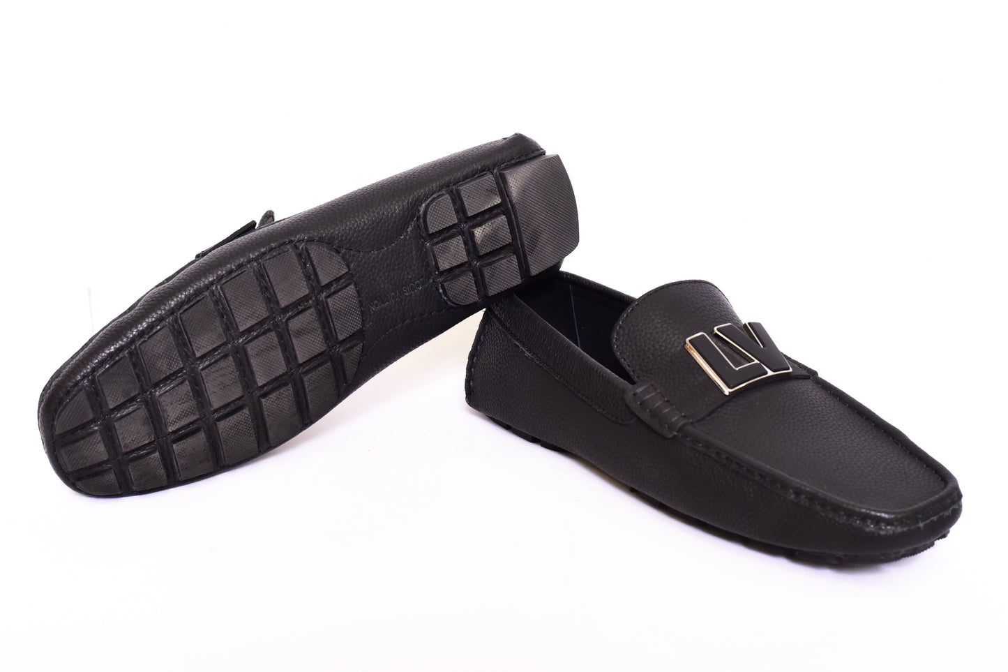 Louis.Vuitton Black LV Logo Normal Loafers