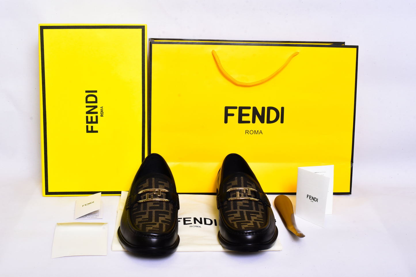 .Fendi Black Green Major Loafers