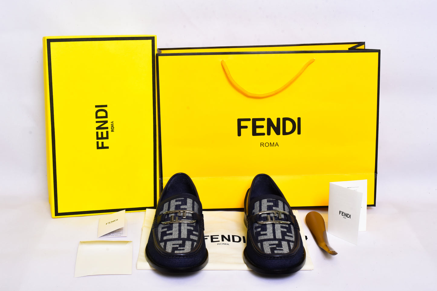 Fendi Blue Pattern Major Loafers