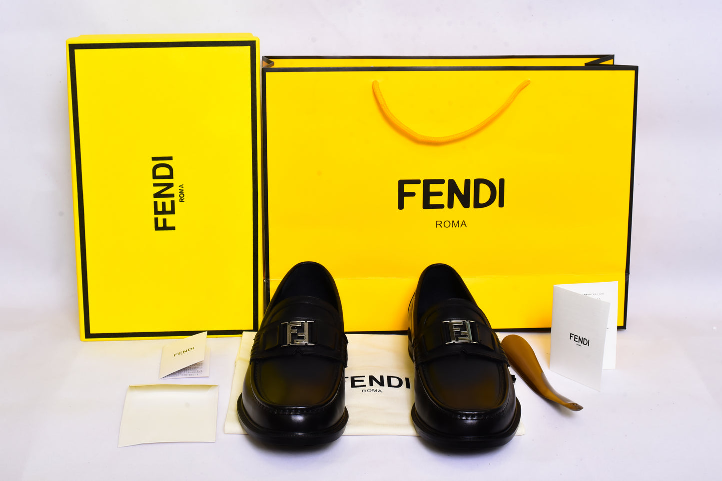 Fendi Silver Small Logo Major Loafers