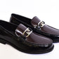 Fendi Maroon Silver Logo Major Loafers