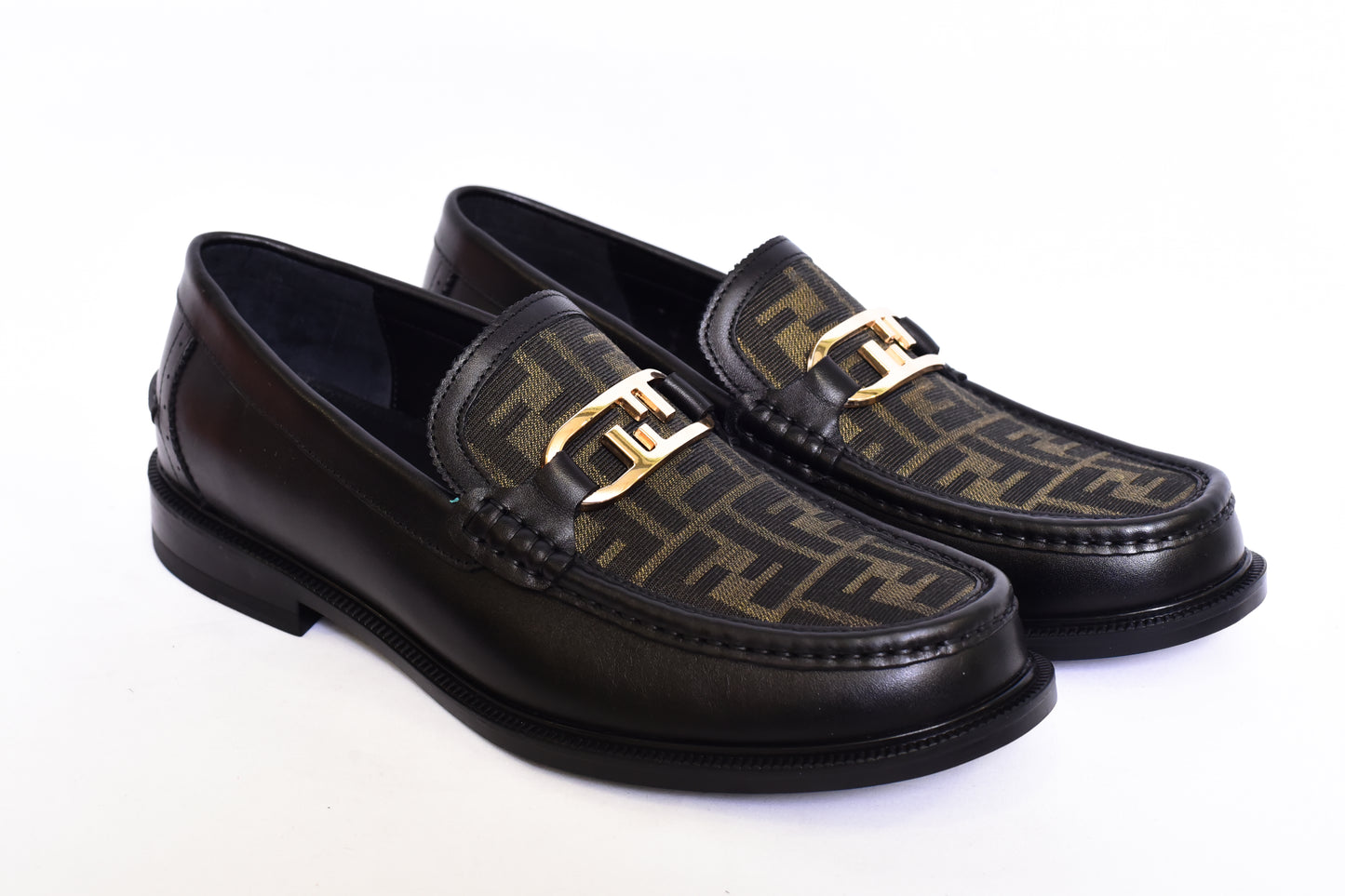 .Fendi Black Green Major Loafers