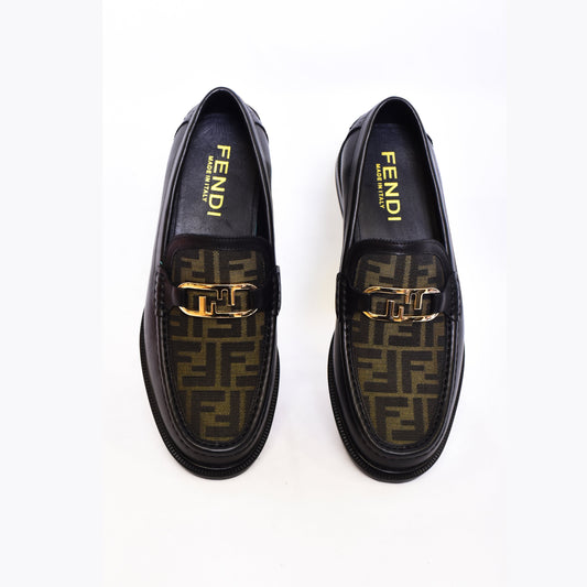 .Fendi Black Green Major Loafers