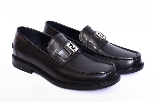 Fendi Silver Small Logo Major Loafers