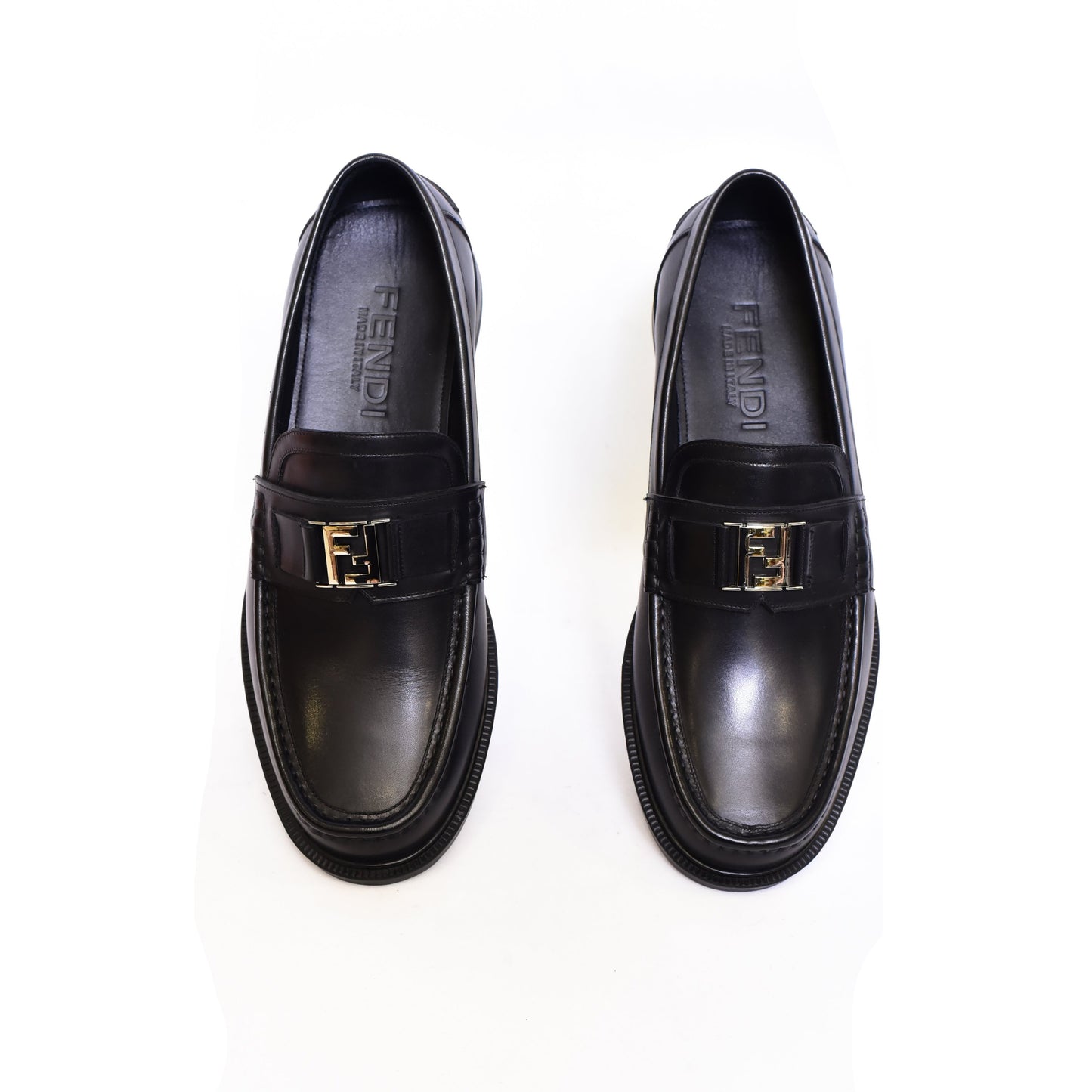 Fendi Silver Small Logo Major Loafers