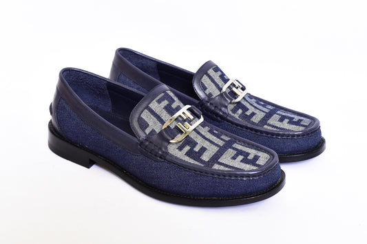 Fendi Blue Pattern Major Loafers