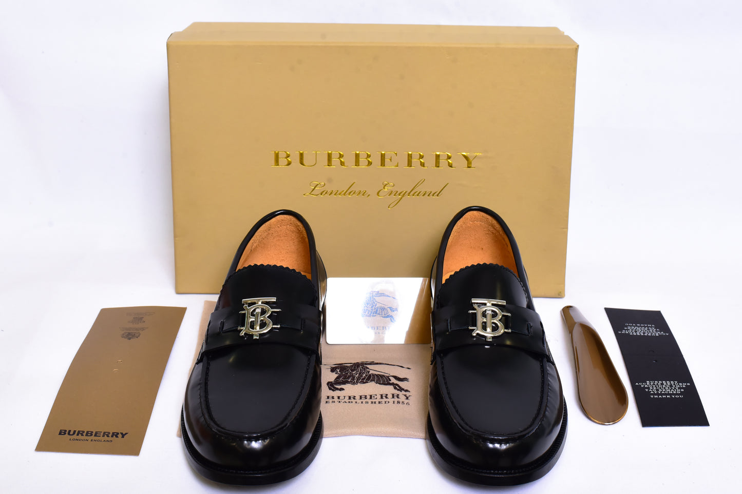 Burberry Silver Logo Black Major Loafers