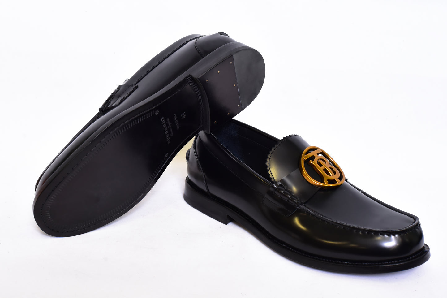 Burberry Gold Logo Black Major Loafers