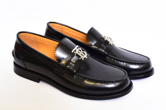 Burberry Silver Logo Black Major Loafers