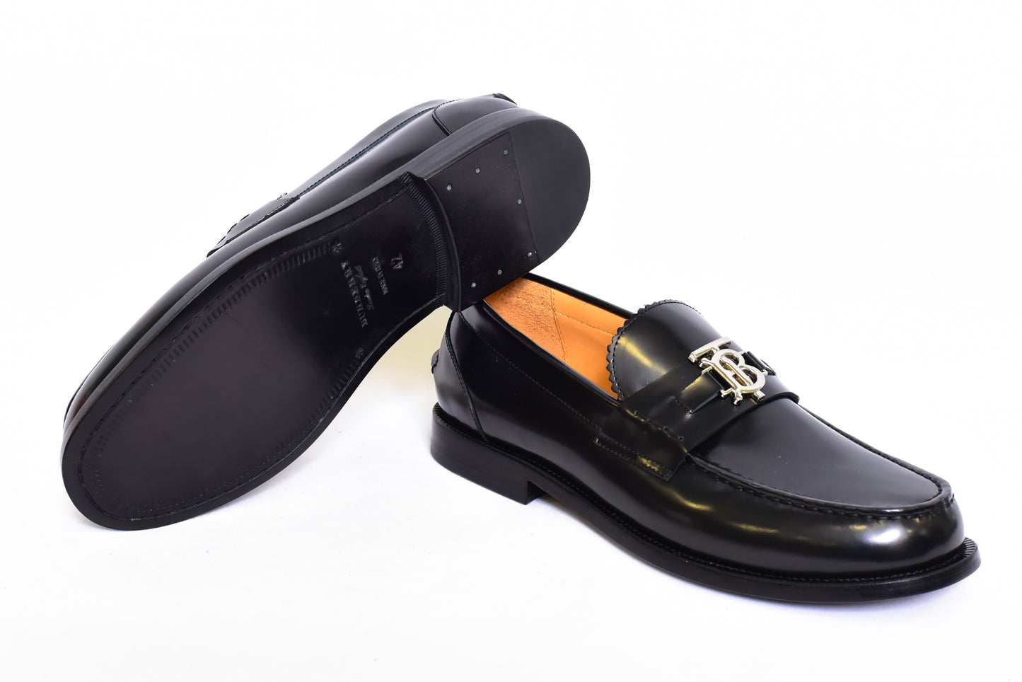 Burberry Silver Logo Black Major Loafers