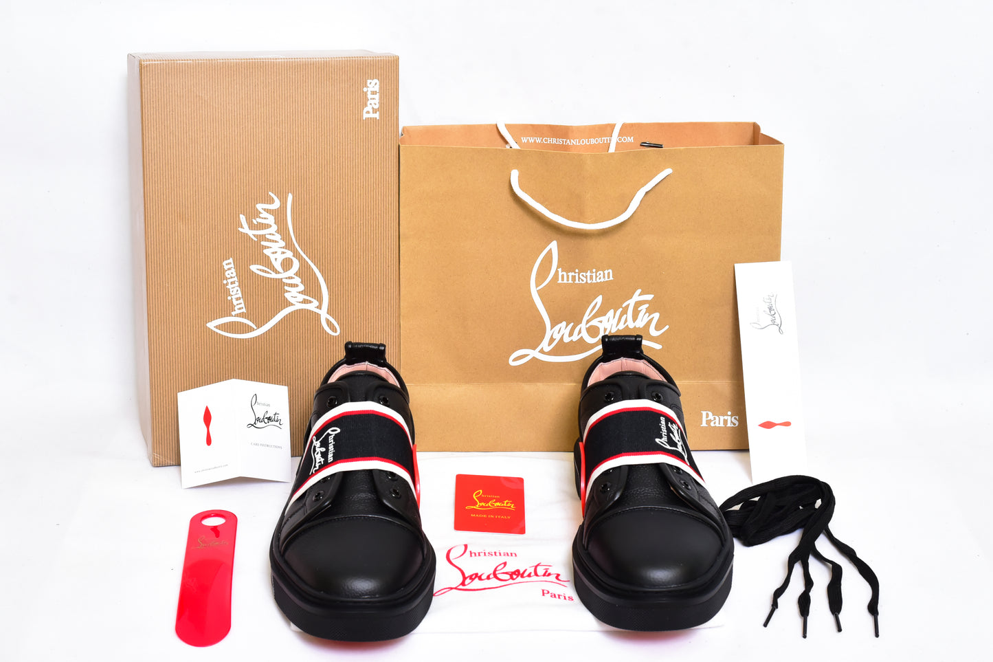 Christian Louboutin Red Black Sneakers