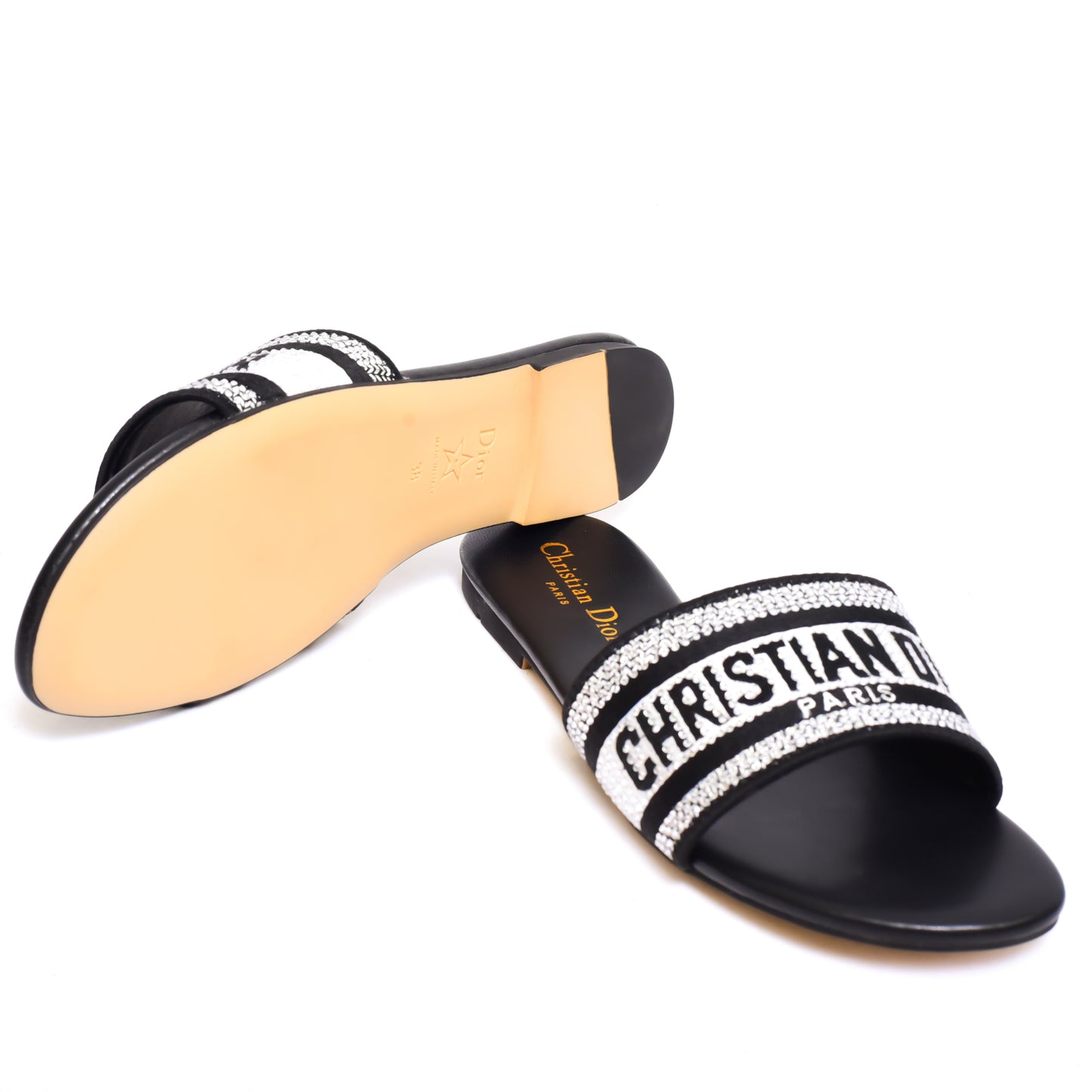 Christian Dior Black Shining Slides