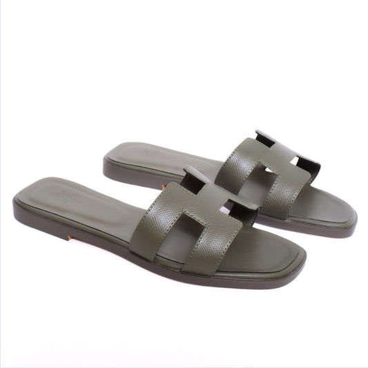 Hermes Grey Color Women Slides