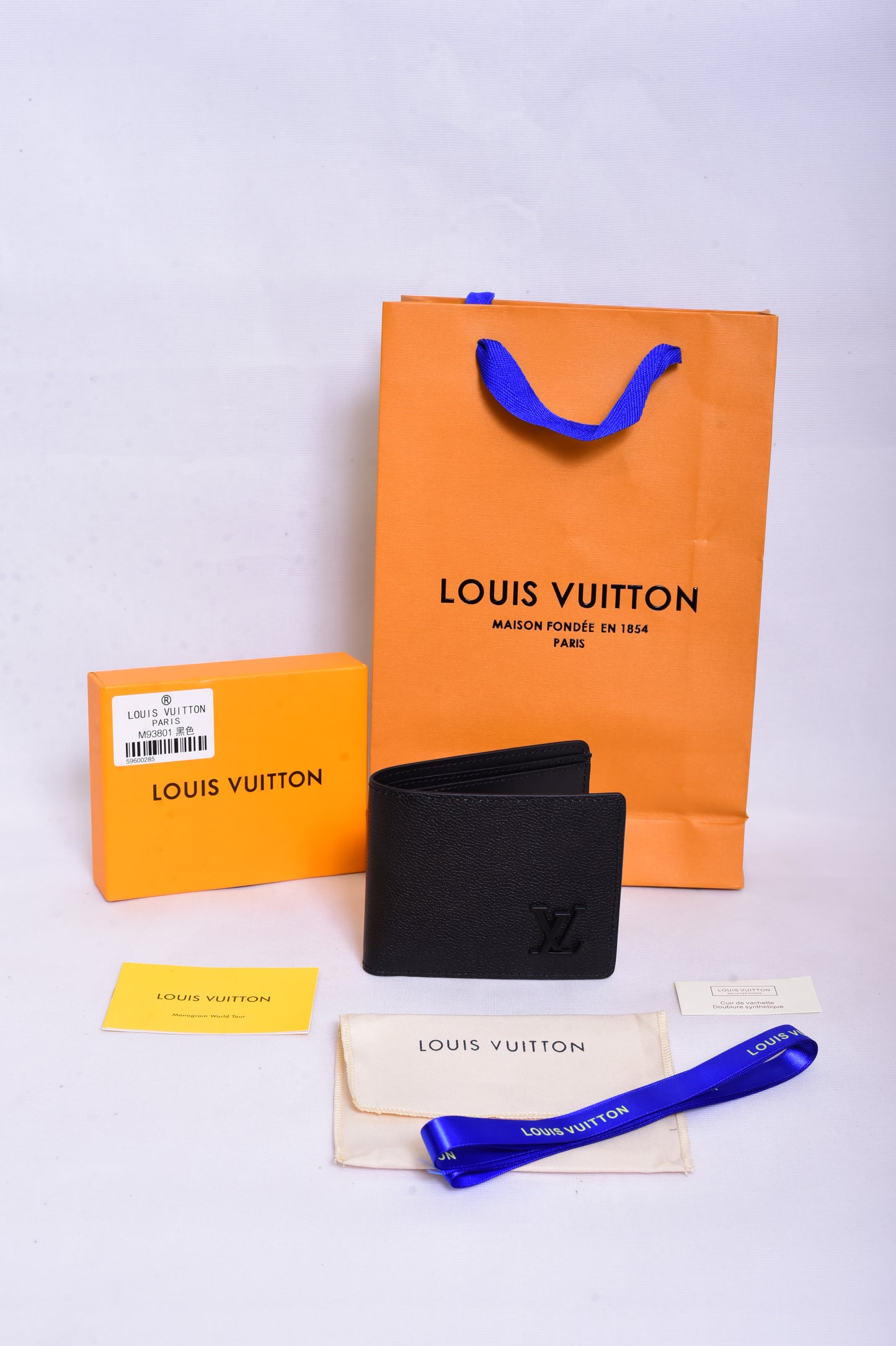 LV Black Logo Leather Wallet