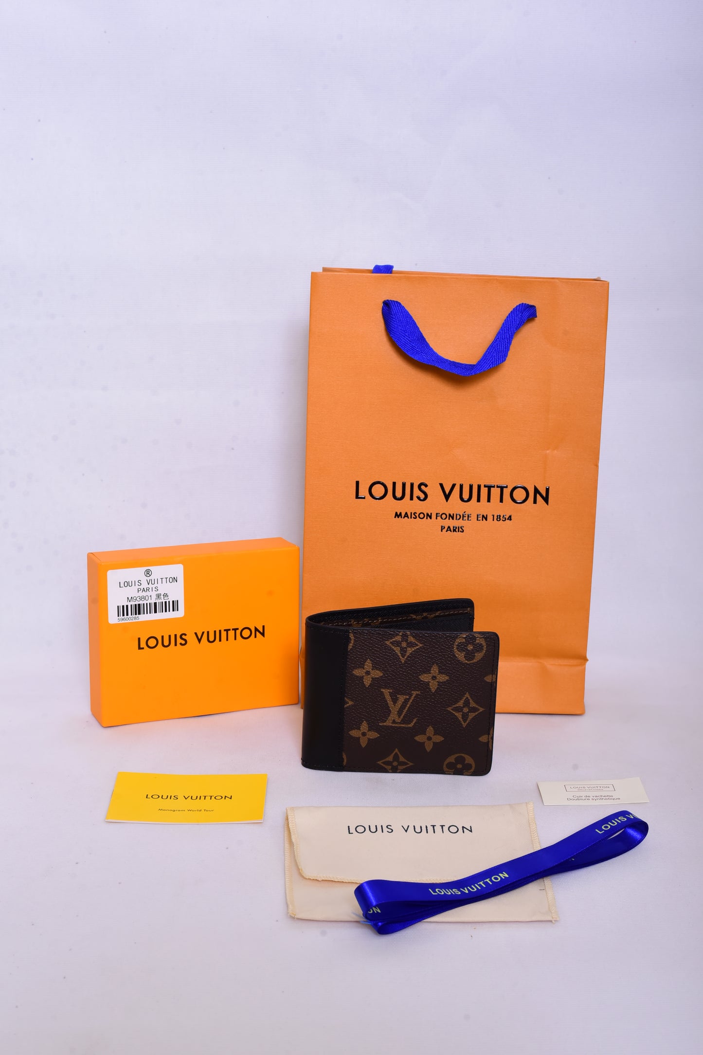 LV Brown Logo Printed Leather Wallet