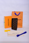 LV Brown Logo Printed Leather Long Wallet