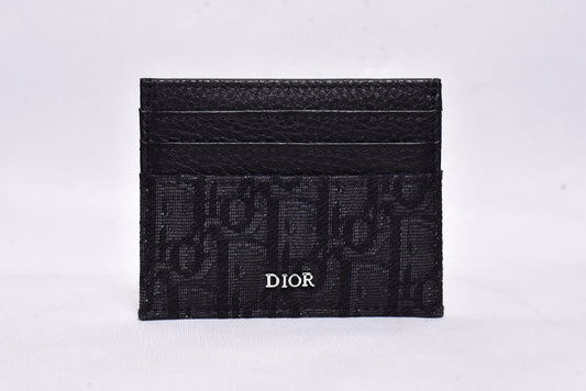 Dior Black Cloth Leather Cardholder Wallet