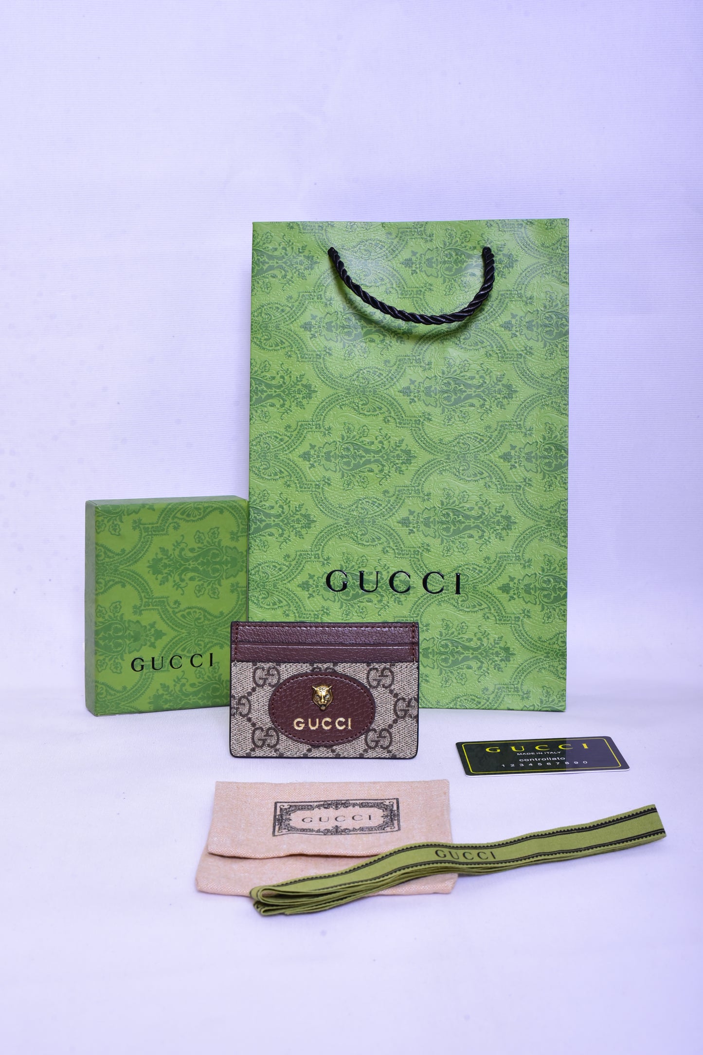 Gucci Tiger Brown Leather Cardholder Wallet