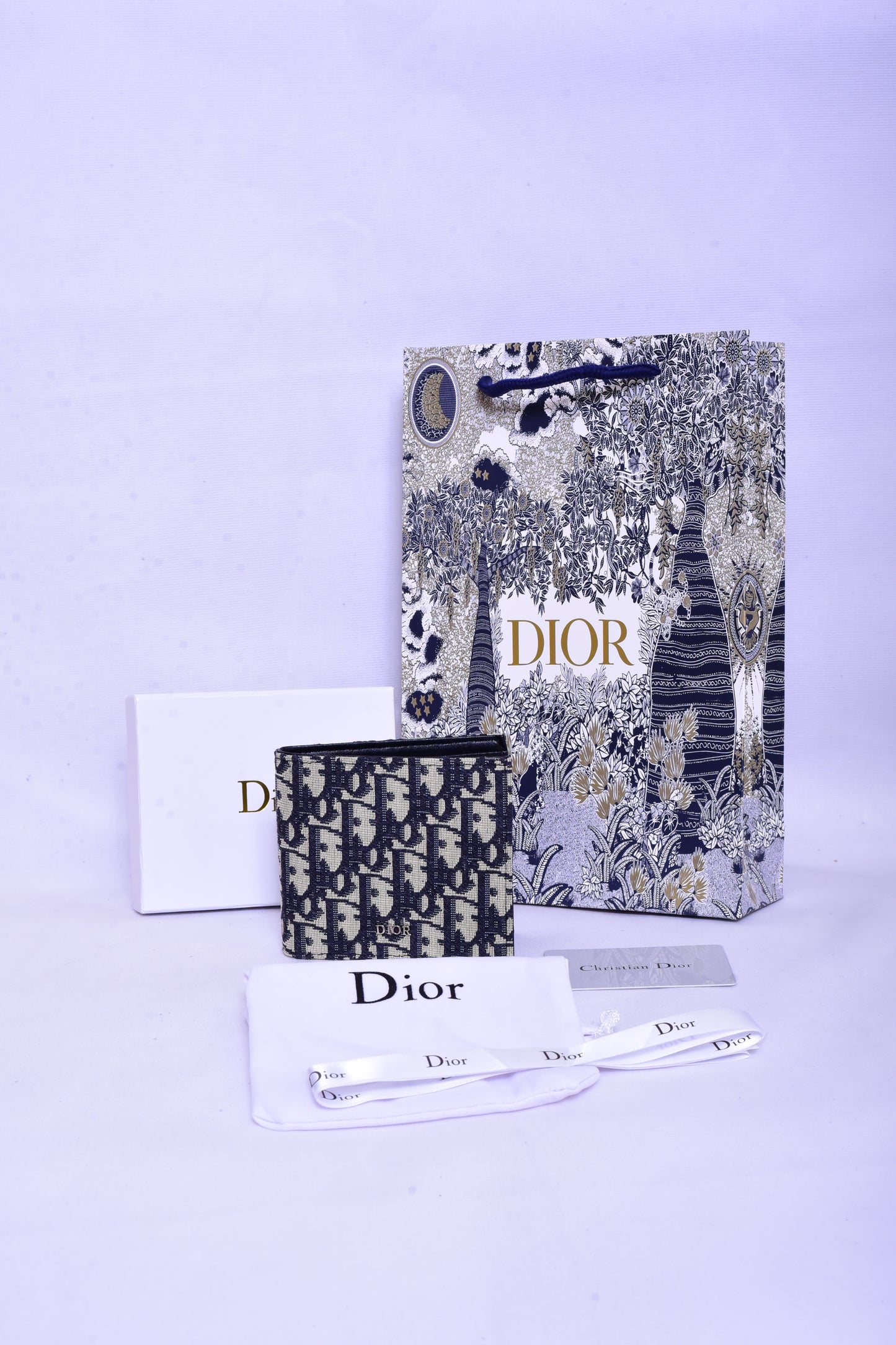 Dior Full White Cloth Leather Wallet