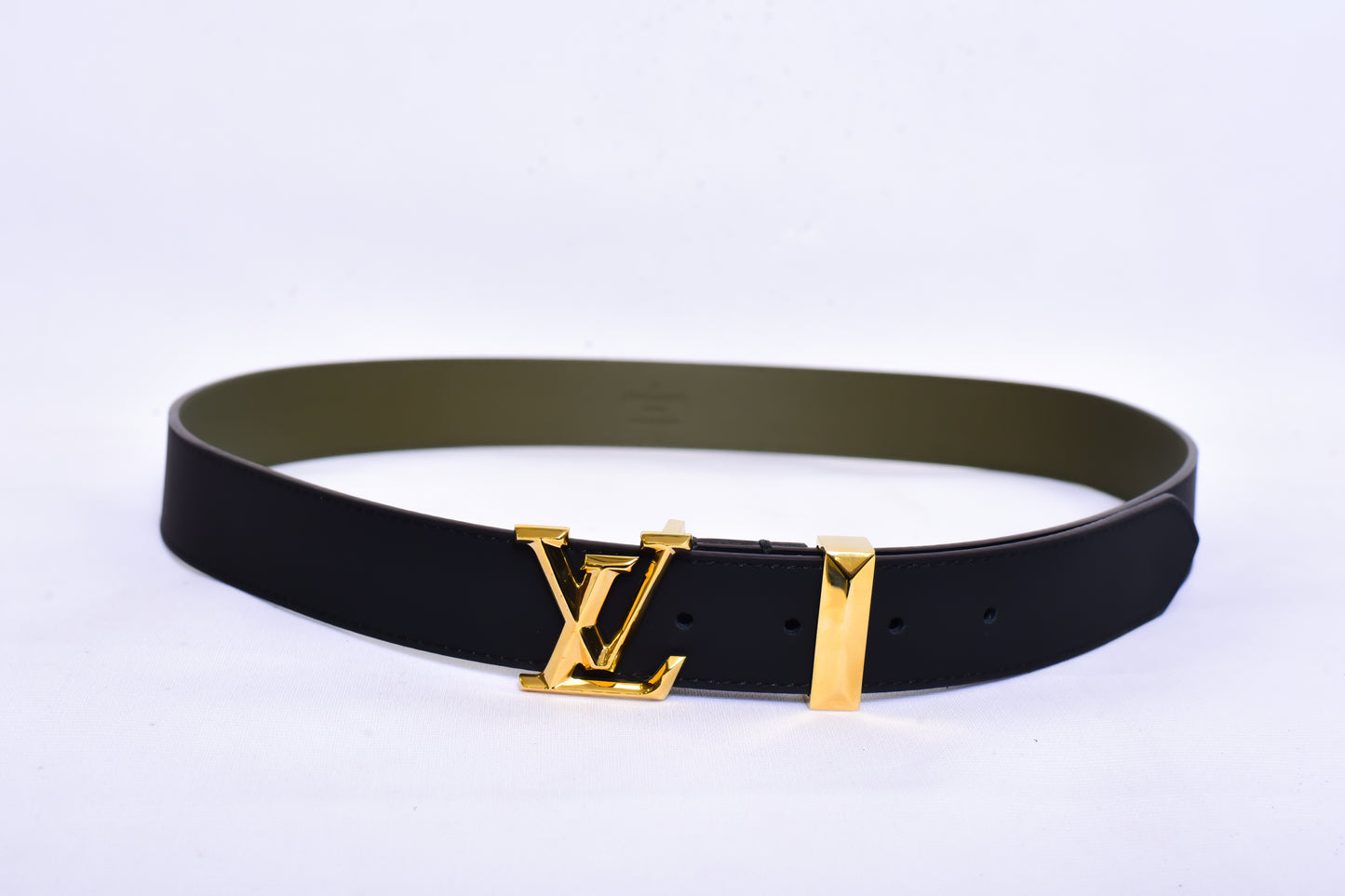 Louis.Vuitton Golden Logo Black Belt