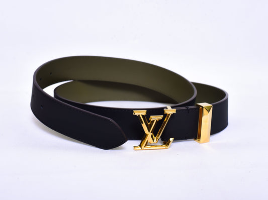 Louis.Vuitton Golden Logo Black Belt