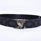 Louis.Vuitton Silver Logo Black Belt