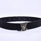 Louis.Vuitton Silver Logo Black Belt