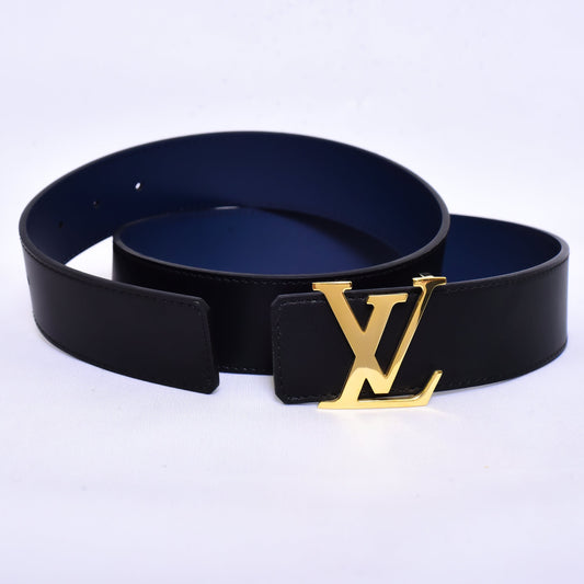 Louis.Vuitton Golden Logo Black Blue Belt