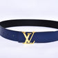 Louis.Vuitton Golden Logo Black Blue Belt