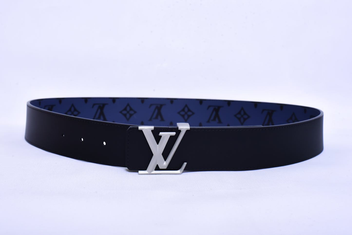 Louis.Vuitton Logo Print Black Blue Belt