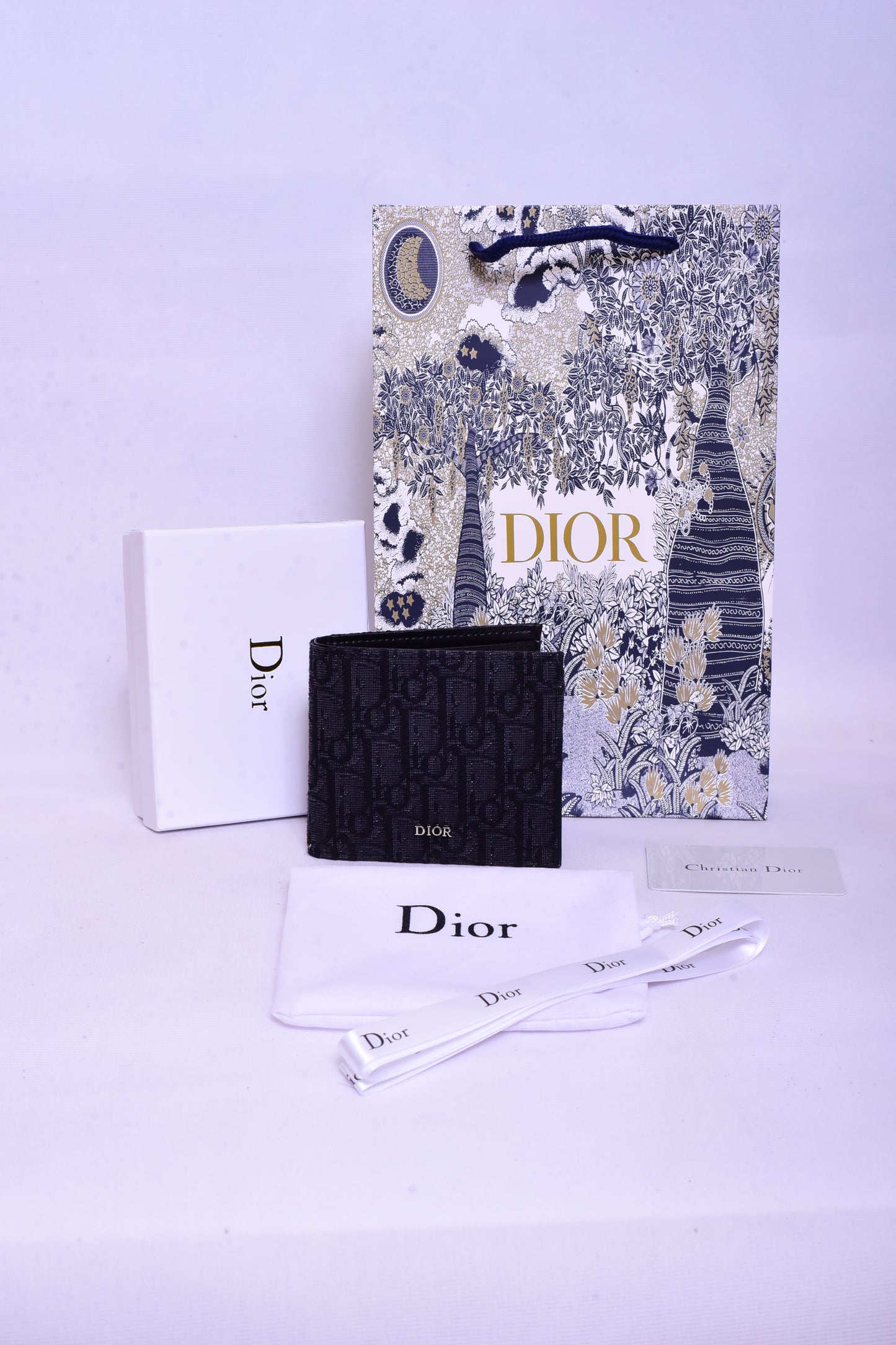 Dior Full Black Cloth Leather Wallet