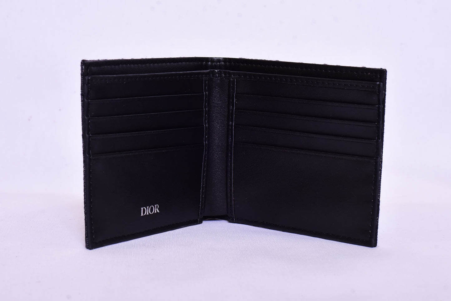 Dior Full Black Cloth Leather Wallet