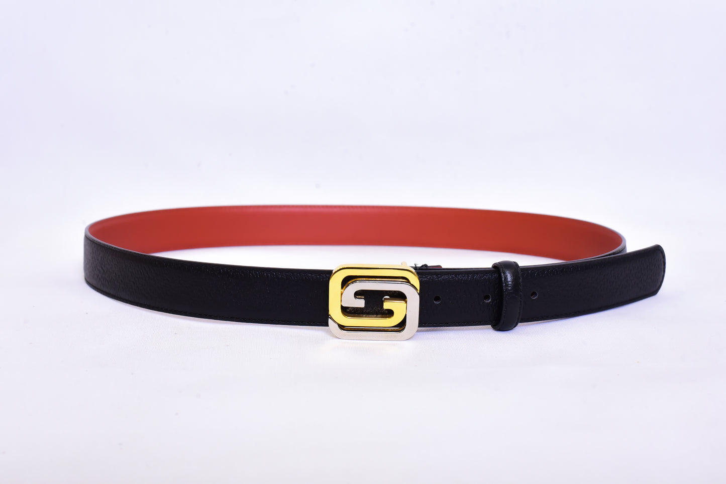 Gucci GG Silver Gold Logo Belt