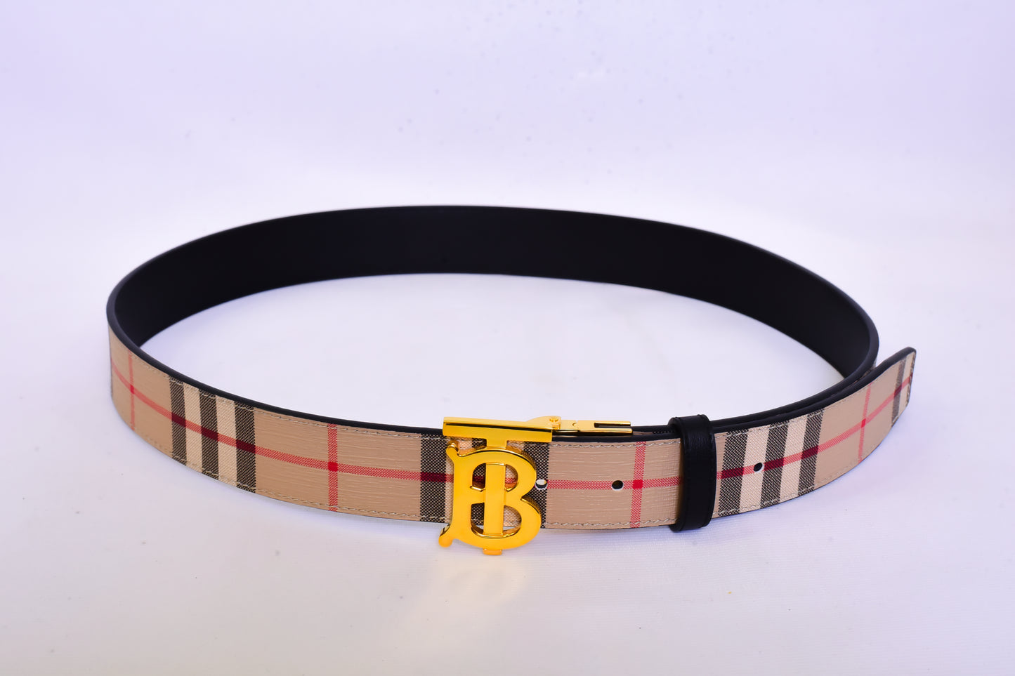 Burberry Golden Logo Pattern Belt