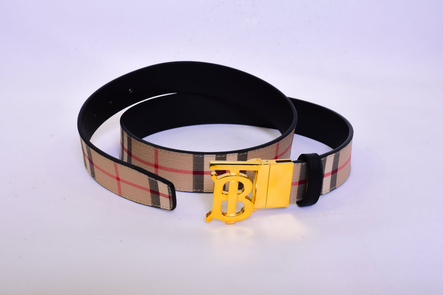 Burberry Golden Logo Pattern Belt