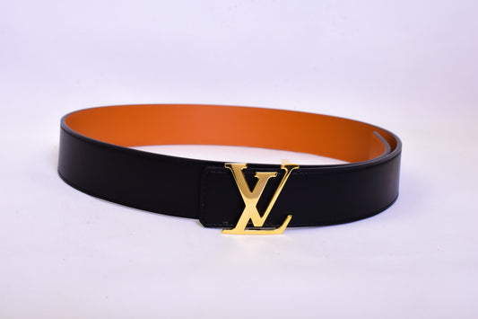 Louis.Vuitton Logo Orange Black Belt