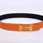 Hermes Golden Logo Orange Black Belt