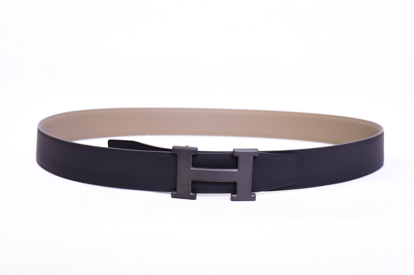 Hermes Black Logo Grey Belt