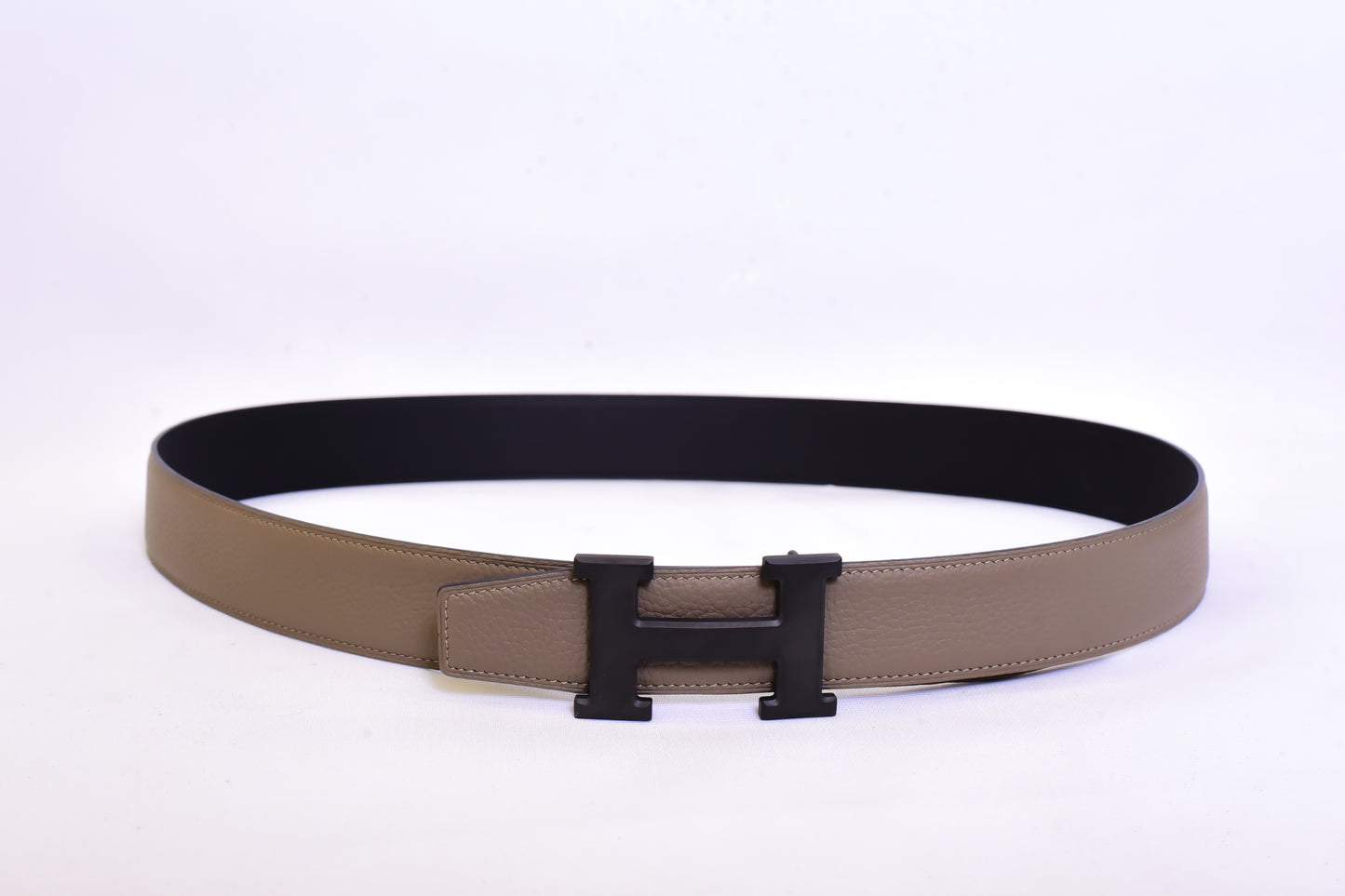 Hermes Black Logo Grey Belt