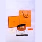 Hermes Golden Logo Orange Black Belt