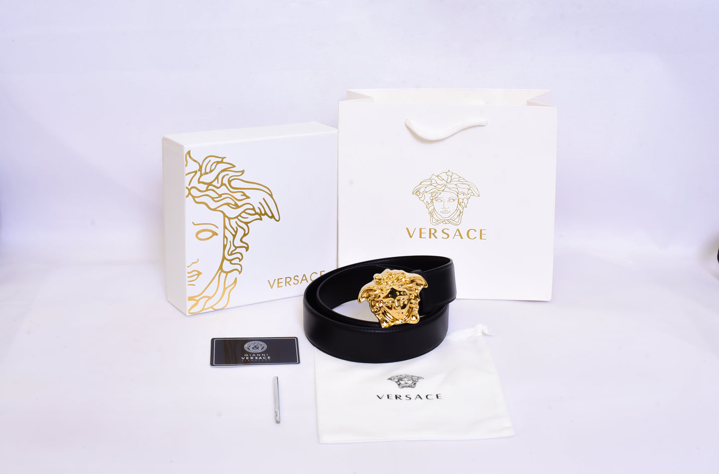 Versace Golden Logo Black Belt