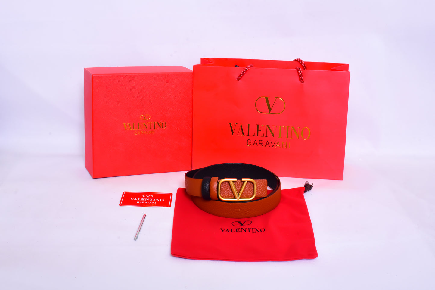 Valentino Logo Black Orange Belt