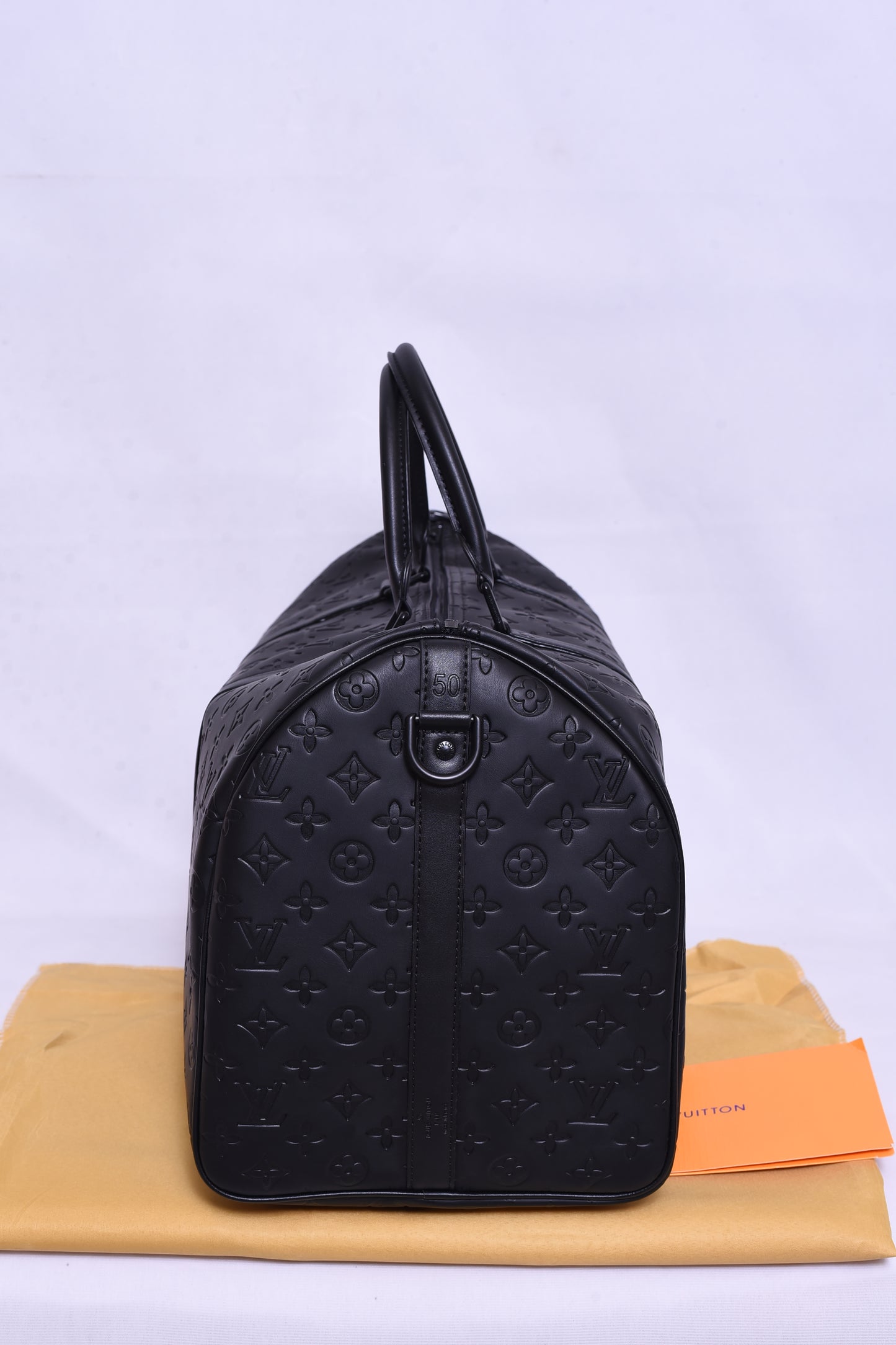 LV Black Embossed Leather Travel Bag