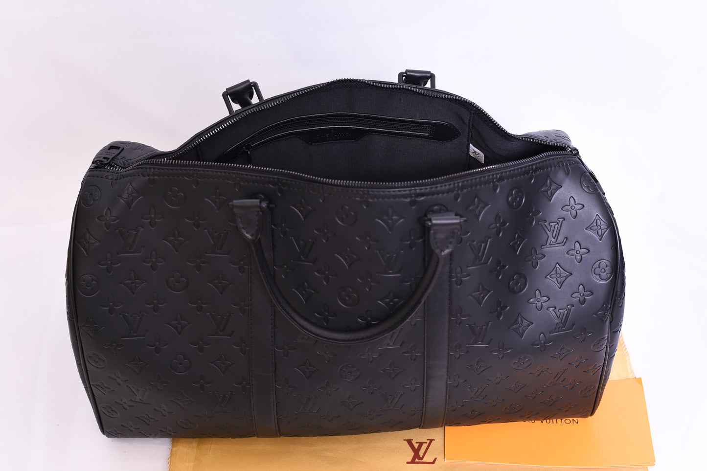 LV Black Embossed Leather Travel Bag