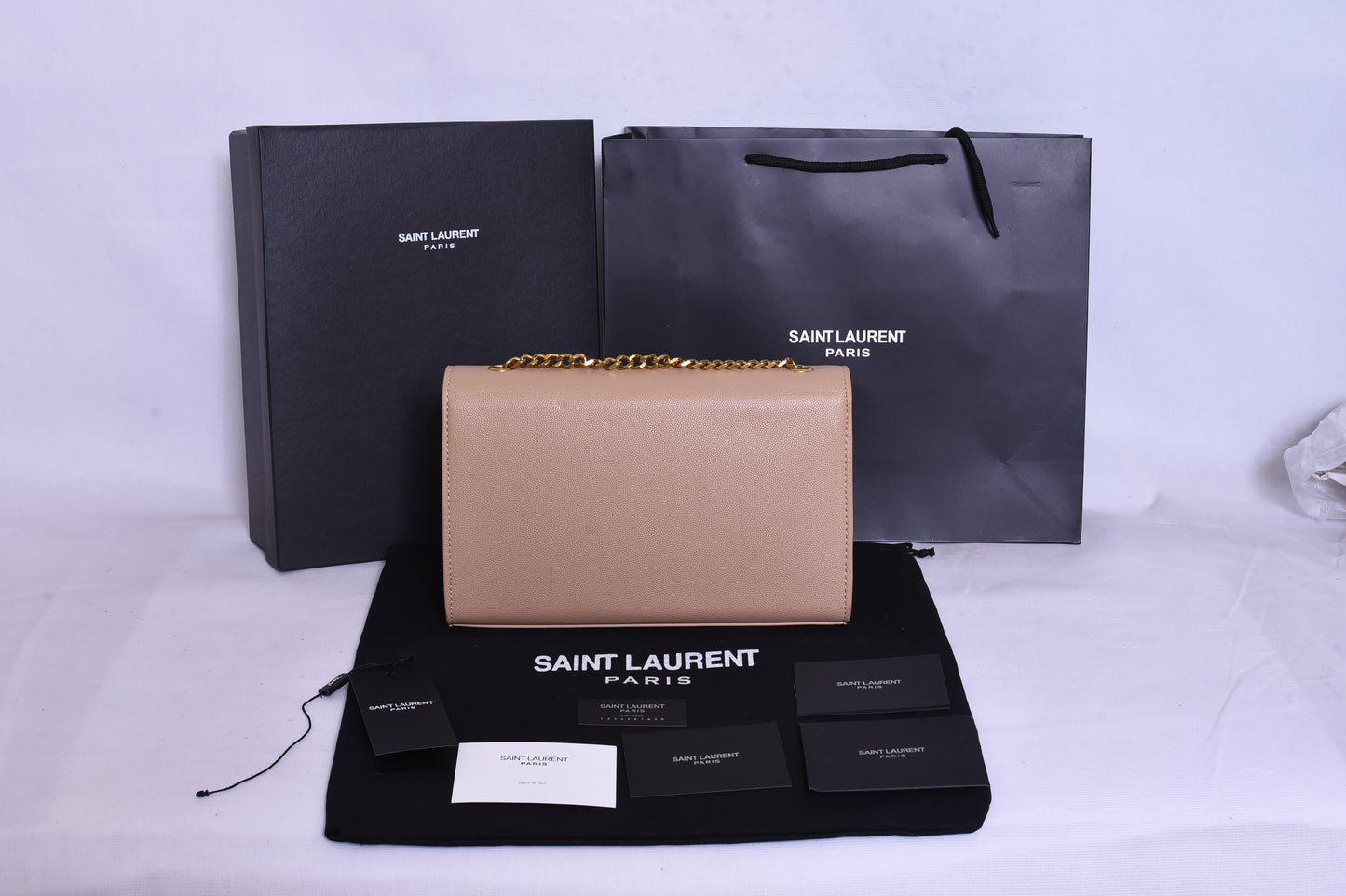 YSL Golden Logo Light Brown Bag