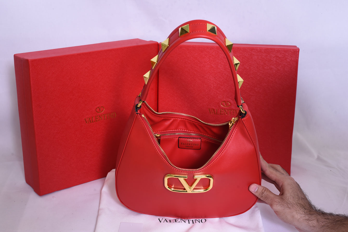 Valentino Golden Logo Red Bag