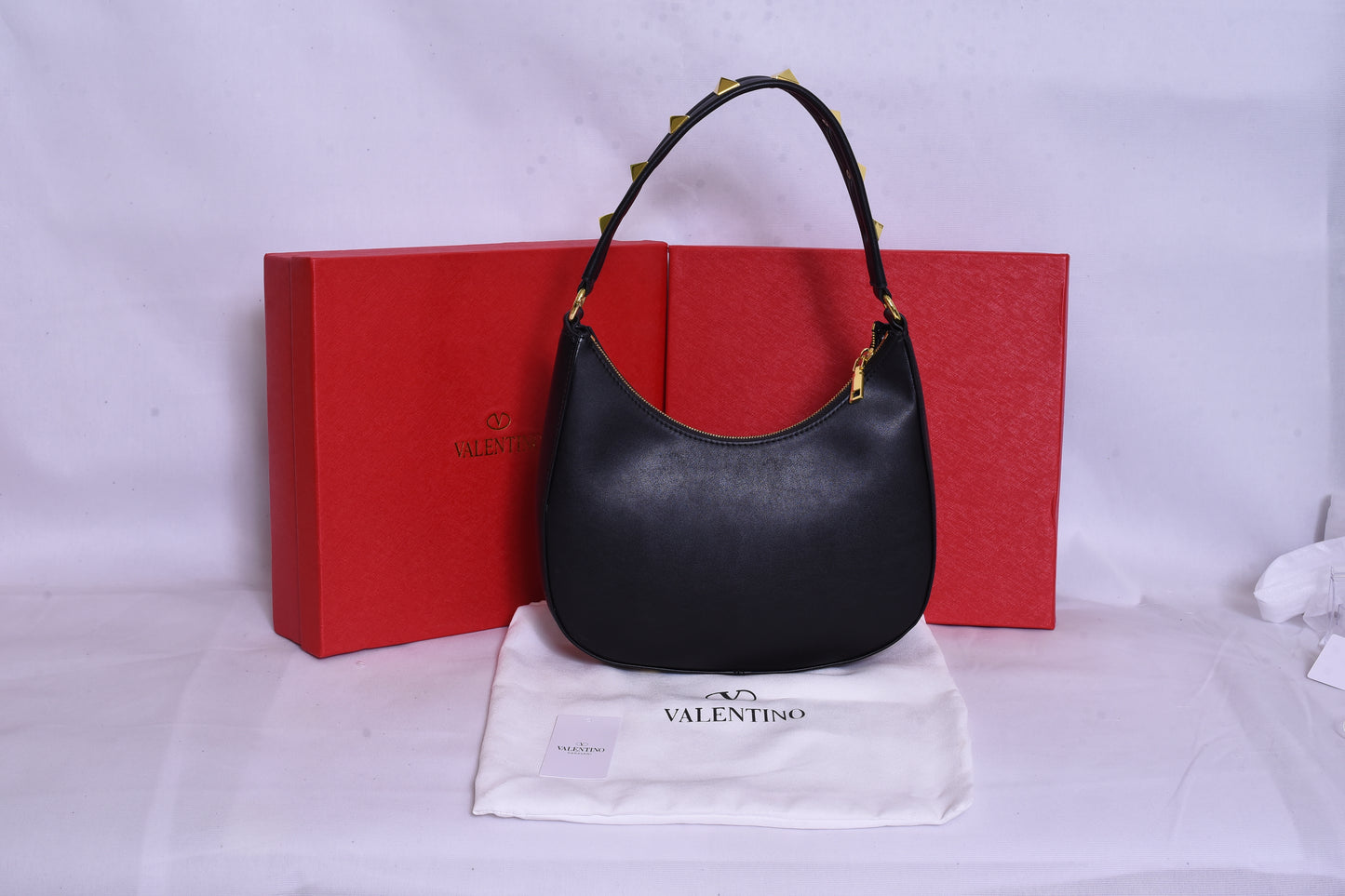 Valentino Golden Logo Black Bag